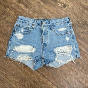 Levi’s 501 Cut Off Denim Distressed Shorts Size 27